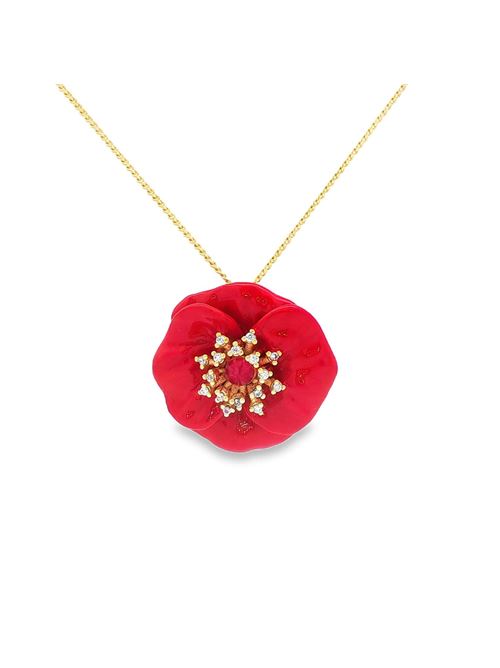 Blossom gold crystal&red stones red glazed necklace GOCCIAZZURRA JEWELS | CLBLOSSOMOROROSSO
